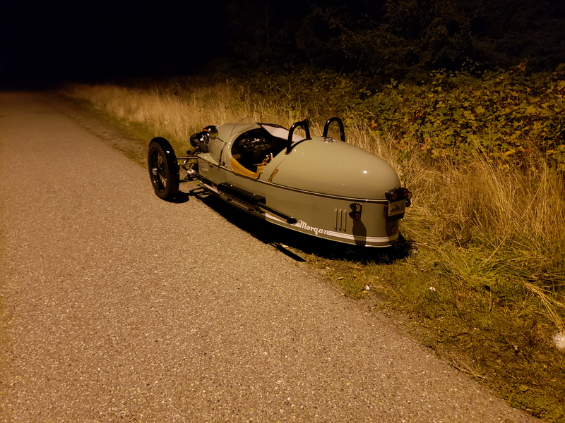 Here we see a Morgan in timeout, watching all the big cars drive by.